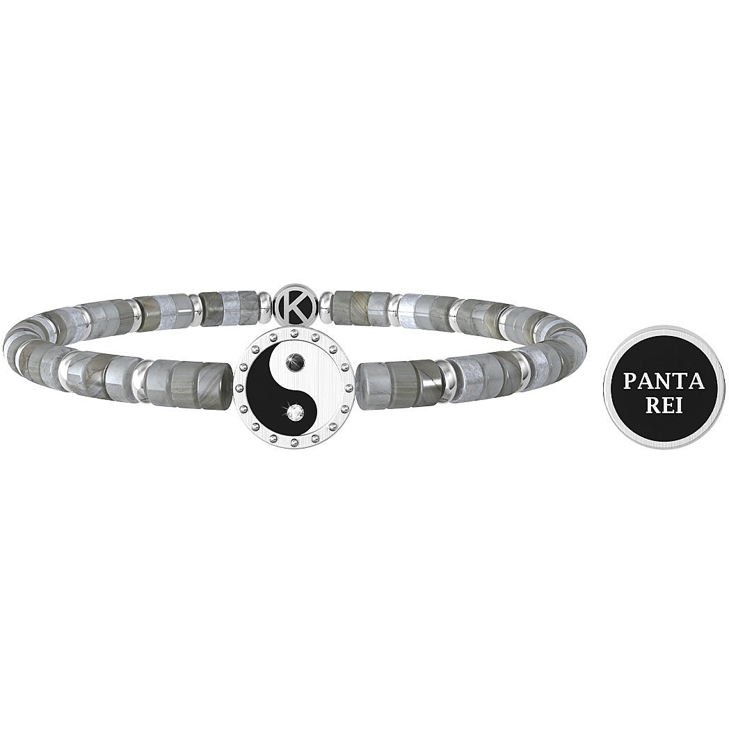 Pulsera De Hombre Elástica Con Ágata Gris Kidult 732055