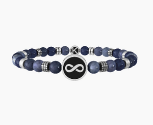 Pulsera de hombre con anillas en dumortierita y acero Infinito Kidult 732069