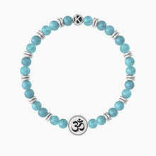 Cargar imagen en el visor de la galería, Pulsera de hombre con piedras turquesas y símbolo om Kidult 732079
