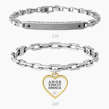 Carica l&#39;immagine nel visualizzatore di Gallery, Bracciali In Coppia con catena e frase amor vincit omnia Kidult 732131

