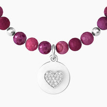 Load image into Gallery viewer, Teacher women&#39;s bracelet with fuchsia agate and heart Kidult 732162
