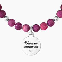 Load image into Gallery viewer, Teacher women&#39;s bracelet with fuchsia agate and heart Kidult 732162
