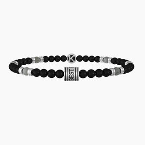 Pulsera elástica para hombre Kidult 732174 con ágata negra y gris