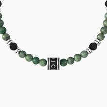 Carica l&#39;immagine nel visualizzatore di Gallery, Bracciale da uomo con agata nera e giada verde Kidult 732183
