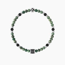 Carica l&#39;immagine nel visualizzatore di Gallery, Bracciale da uomo con agata nera e giada verde Kidult 732183
