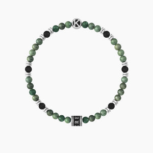 Bracciale da uomo con agata nera e giada verde Kidult 732183