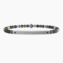 Cargar imagen en el visor de la galería, Pulsera de hombre con piedras de colores y placa rectangular Kidult 732184
