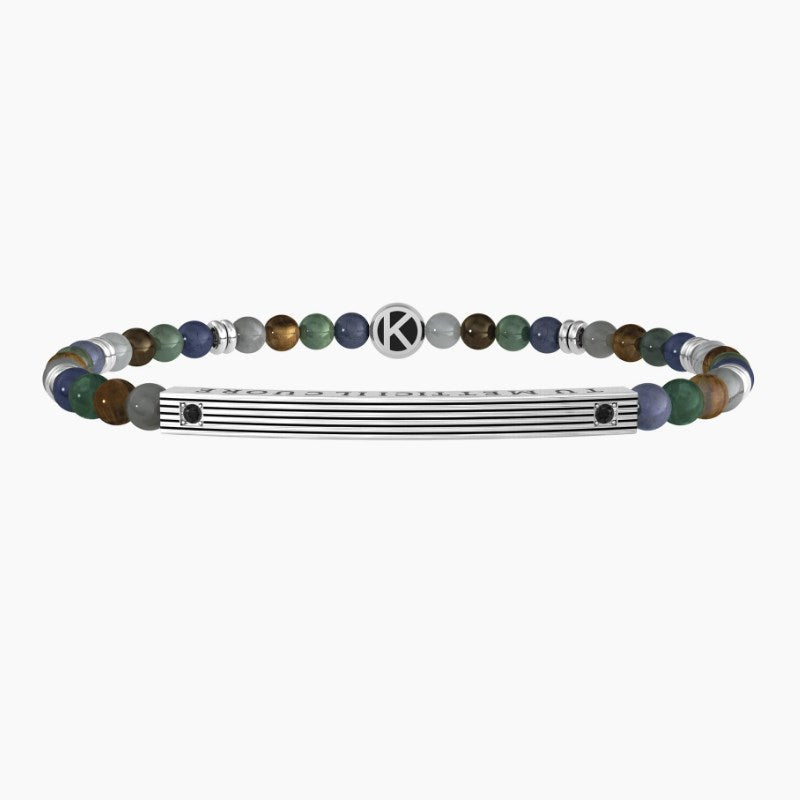 Pulsera de hombre con piedras de colores y placa rectangular Kidult 732184