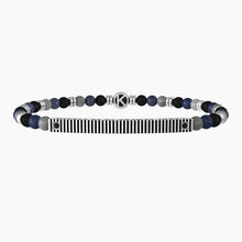 Cargar imagen en el visor de la galería, Pulsera de hombre elástica con piedras y placa Kidult 732185
