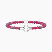 Cargar imagen en el visor de la galería, Pulsera de mujer de acero con ágata fucsia a rayas MAMANONMAMA Kidult 732201
