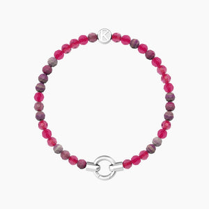 Pulsera de mujer de acero con ágata fucsia a rayas MAMANONMAMA Kidult 732201