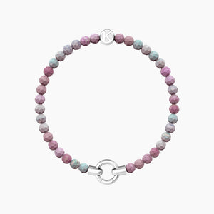 Bracciale da donna in acciaio con agata rosa striata MAMANONMAMA Kidult 732202