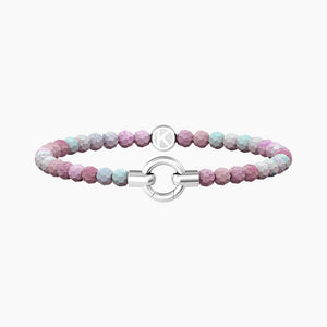 Bracciale da donna in acciaio con agata rosa striata MAMANONMAMA Kidult 732202