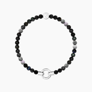 Bracciale da donna  in acciaio con agata nera striata MAMANONMAMA Kidult 732203