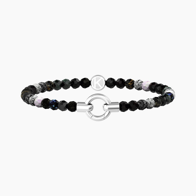 Bracciale da donna  in acciaio con agata nera striata MAMANONMAMA Kidult 732203