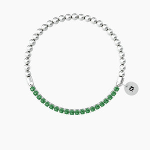 Bracciale Elastico Da Donna Con Sfere Lucide E Smeraldi Sintetici Kidult 732207