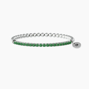 Bracciale Elastico Da Donna Con Sfere Lucide E Smeraldi Sintetici Kidult 732207