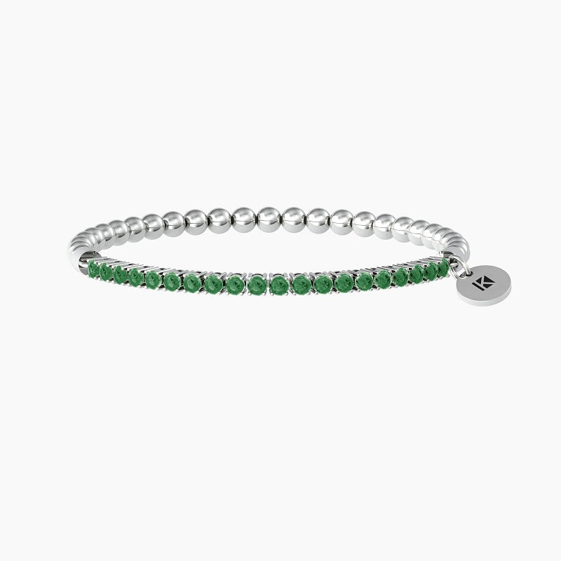 Bracciale Elastico Da Donna Con Sfere Lucide E Smeraldi Sintetici Kidult 732207
