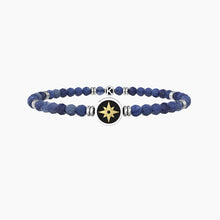 Cargar imagen en el visor de la galería, Pulsera De Hombre Elástica Con Ágata Azul Y Rosa De Los Vientos Kidult 732238
