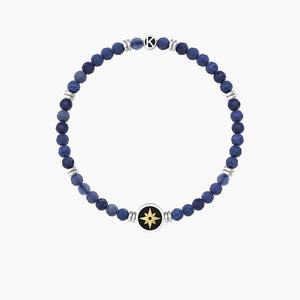 Pulsera De Hombre Elástica Con Ágata Azul Y Rosa De Los Vientos Kidult 732238