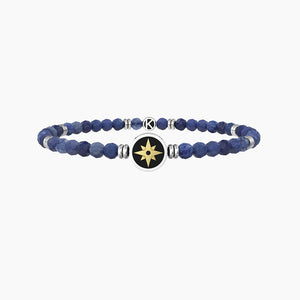 Pulsera De Hombre Elástica Con Ágata Azul Y Rosa De Los Vientos Kidult 732238