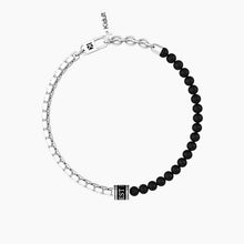 Cargar imagen en el visor de la galería, Pulsera de hombre Kidult con cadena y ágata negra 732249
