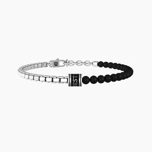 Pulsera de hombre Kidult con cadena y ágata negra 732249