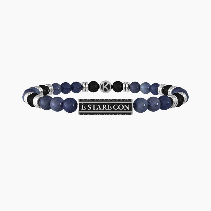 Pulsera de hombre con ágata negra y dumortierita azul Kidult 732260
