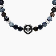 Cargar imagen en el visor de la galería, Pulsera elástica de hombre con ágata azul y ancla Family Kidult 732263
