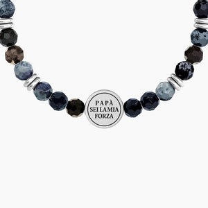 Pulsera elástica de hombre con ágata azul y ancla Family Kidult 732263