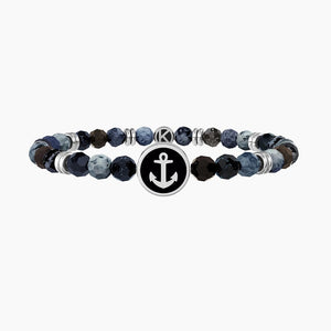 Pulsera elástica de hombre con ágata azul y ancla Family Kidult 732263