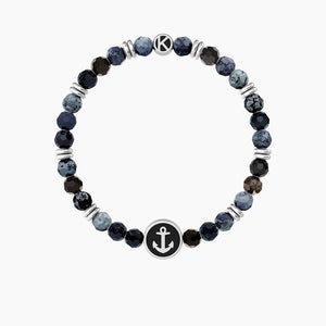 Pulsera elástica de hombre con ágata azul y ancla Family Kidult 732263