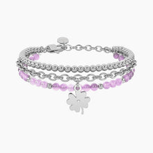 Cargar imagen en el visor de la galería, Bracciale da donna  in giada rosa con quadrifoglio Kidult Simboli 732319
