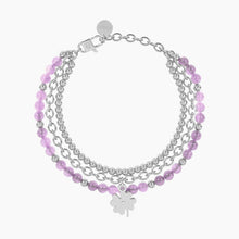 Carica l&#39;immagine nel visualizzatore di Gallery, Bracciale da donna  in giada rosa con quadrifoglio Kidult Simboli 732319
