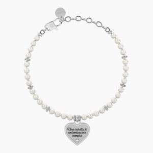 Bracciale da donna con perle e ciondolo cuore per sorella Kidult Family 732337