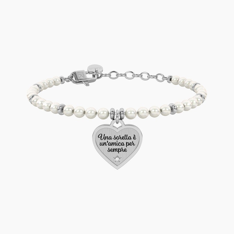 Bracciale da donna con perle e ciondolo cuore per sorella Kidult Family 732337