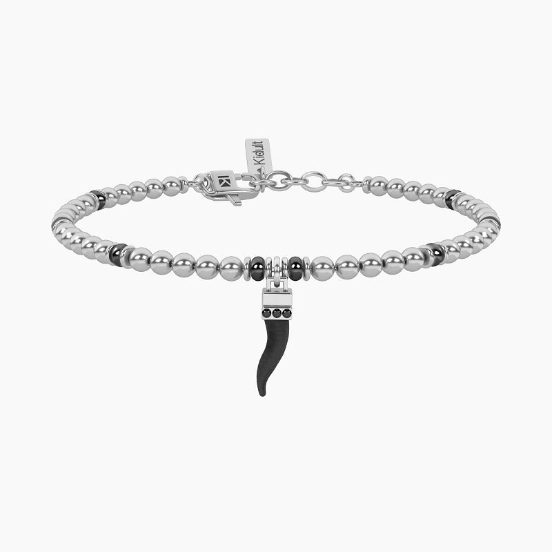 Bracciale da uomo a sfera con portafortuna e corno Kidult Symbols 732343