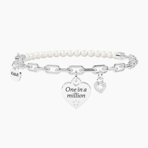 Bracciale da donna in acciaio con perle e zircone One in a million 732350