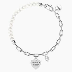 Bracciale da donna in acciaio con perle e zircone One in a million 732350