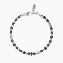 Cargar imagen en el visor de la galería, Bracciale da uomo in acciaio con pietre multicolore Kidult 732355

