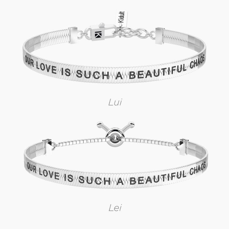 Coppia di bracciali elastici per lui e lei con frase Kidult 732358