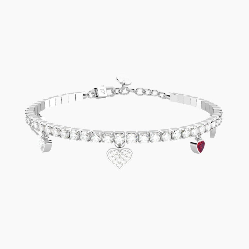 Bracciale da donna in acciaio tennis con ciondoli cuore Kidult 732361