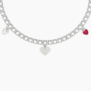 Bracciale da donna in acciaio tennis con ciondoli cuore Kidult 732361