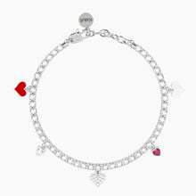 Load image into Gallery viewer, Bracciale da donna in acciaio tennis con ciondoli cuore Kidult 732361
