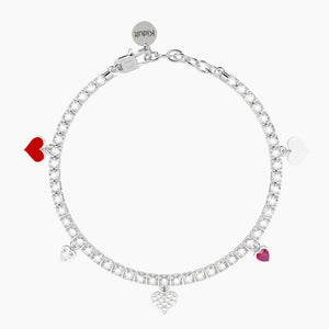 Bracciale da donna in acciaio tennis con ciondoli cuore Kidult 732361