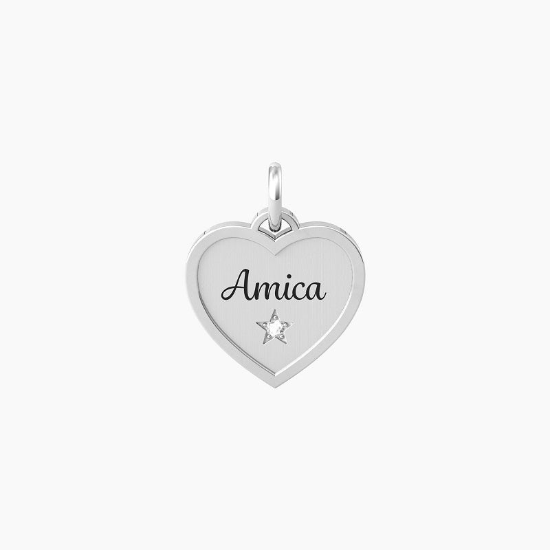 Ciondolo cuore con scritta amica e cristallo Friendship Kidult 741041