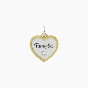 Ciondolo cuore con scritta famiglia e cristallo Family Kidult 741069