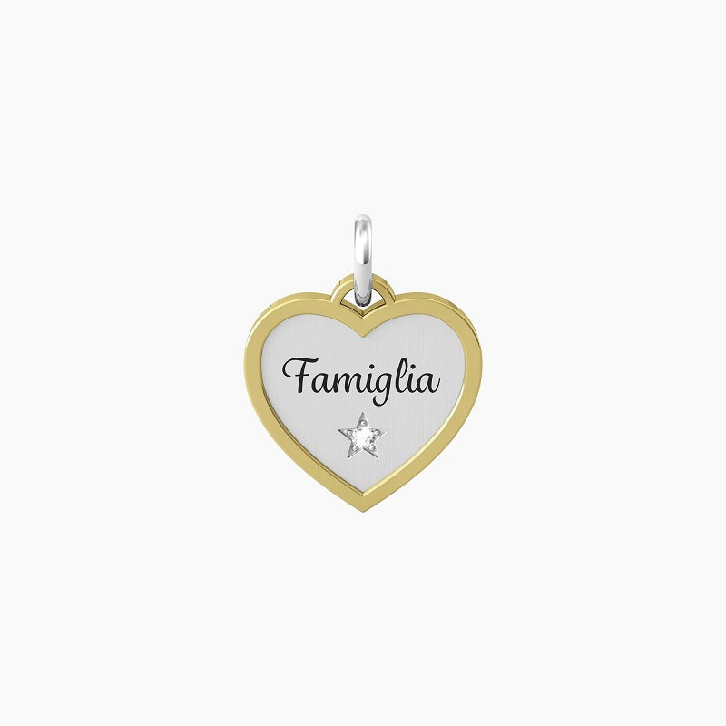 Ciondolo cuore con scritta famiglia e cristallo Family Kidult 741069