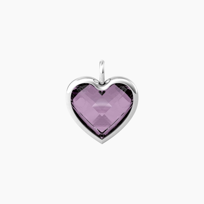 Ciondolo grande a cuore in glass viola Energy Stone Kidult 741088