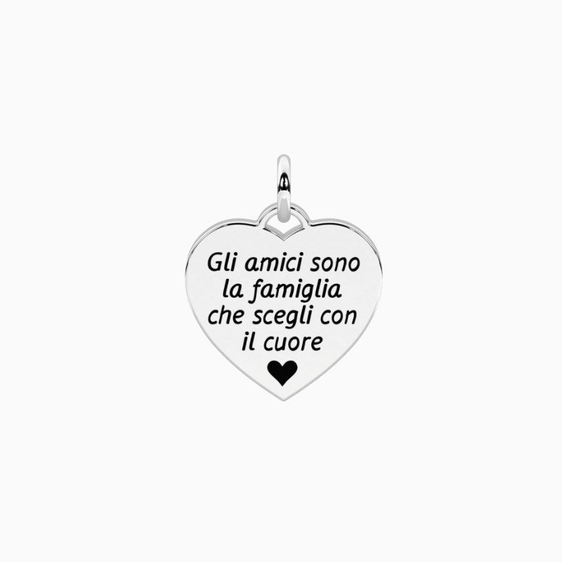 Ciondolo in acciaio cuore con frase amicizia Kidult 741202